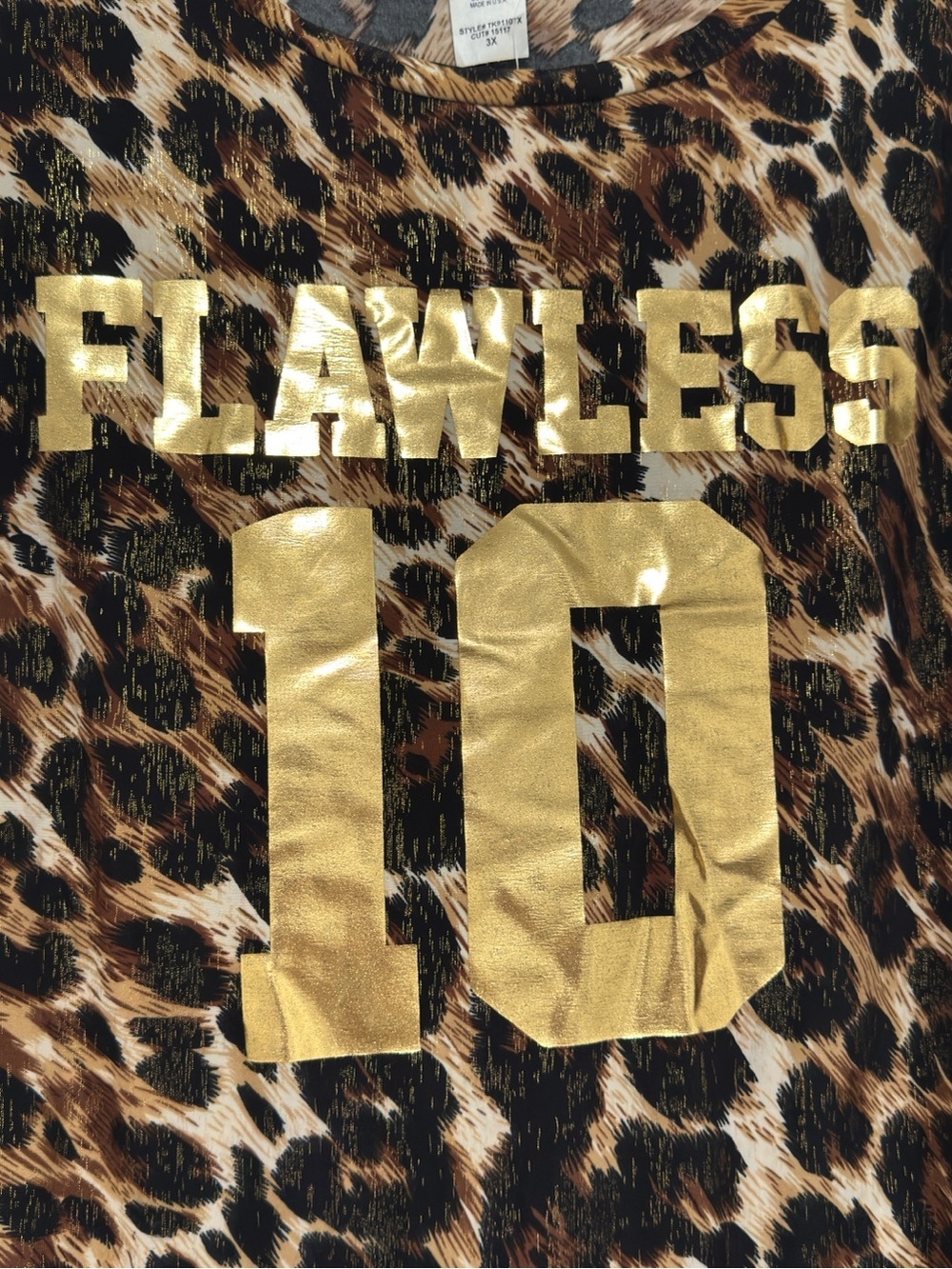 Blush Women’s 3X Leopard Print Tunic Top Gold Foil FLAWLESS 10 Short Sleeve - Picture 4 of 10